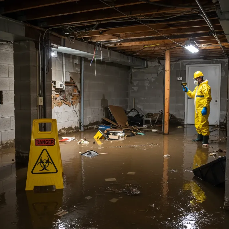 Flooded Basement Electrical Hazard in Haubstadt, IN Property