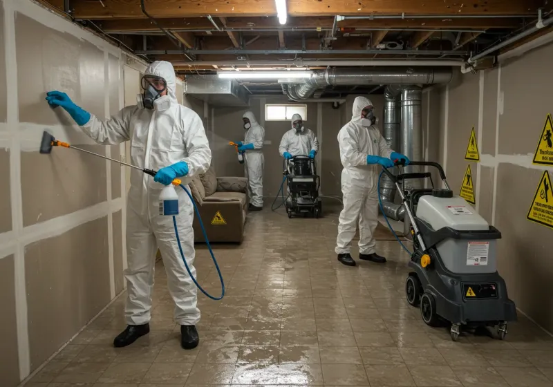 Basement Moisture Removal and Structural Drying process in Haubstadt, IN